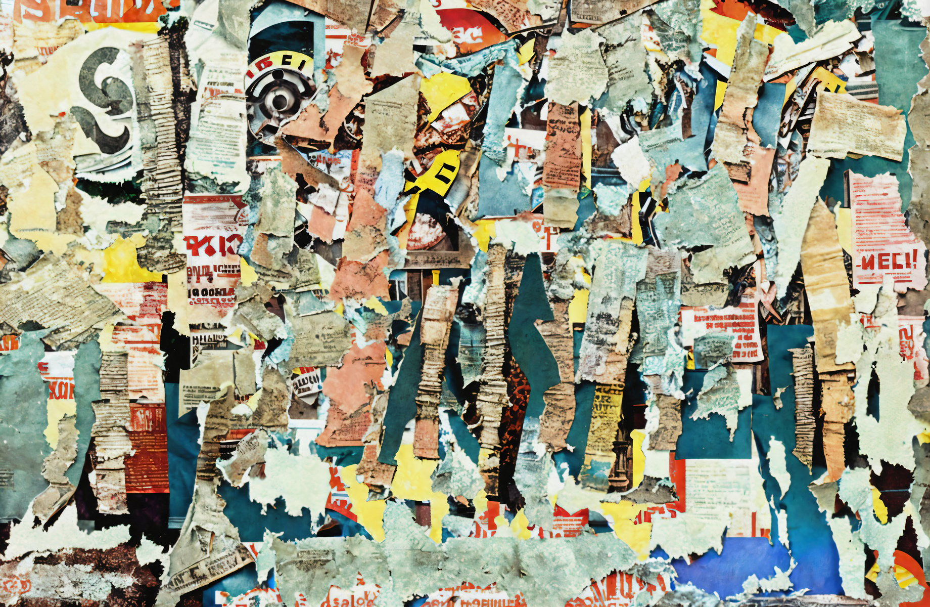 Collage posters street art torn mashed